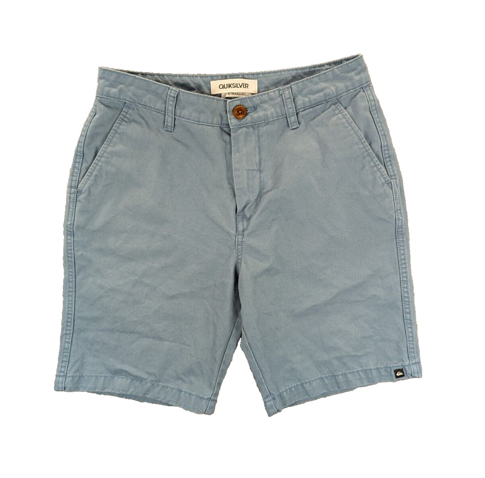 Quiksilver Shorts Mens 28 Blue Straight Chino Cotton Flat Front Casual Beach